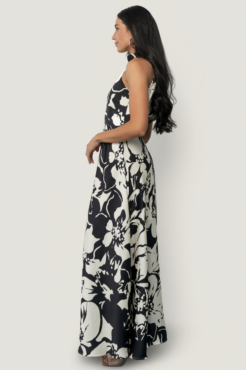 Meloda Halter Maxi - Black & Ivory Floral | Baltic Born S Meloda Halter Maxi - Black & Ivory Floral | Baltic Born S