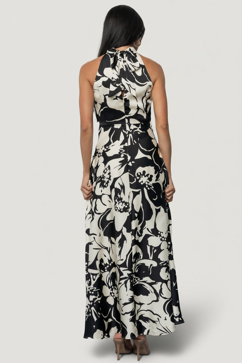 Baltic Born Womens Meloda Halter Maxi Dress | Black + White Floral | Size: Small Baltic Born Womens Meloda Halter Maxi Dress | Black + White Floral | Size: Small