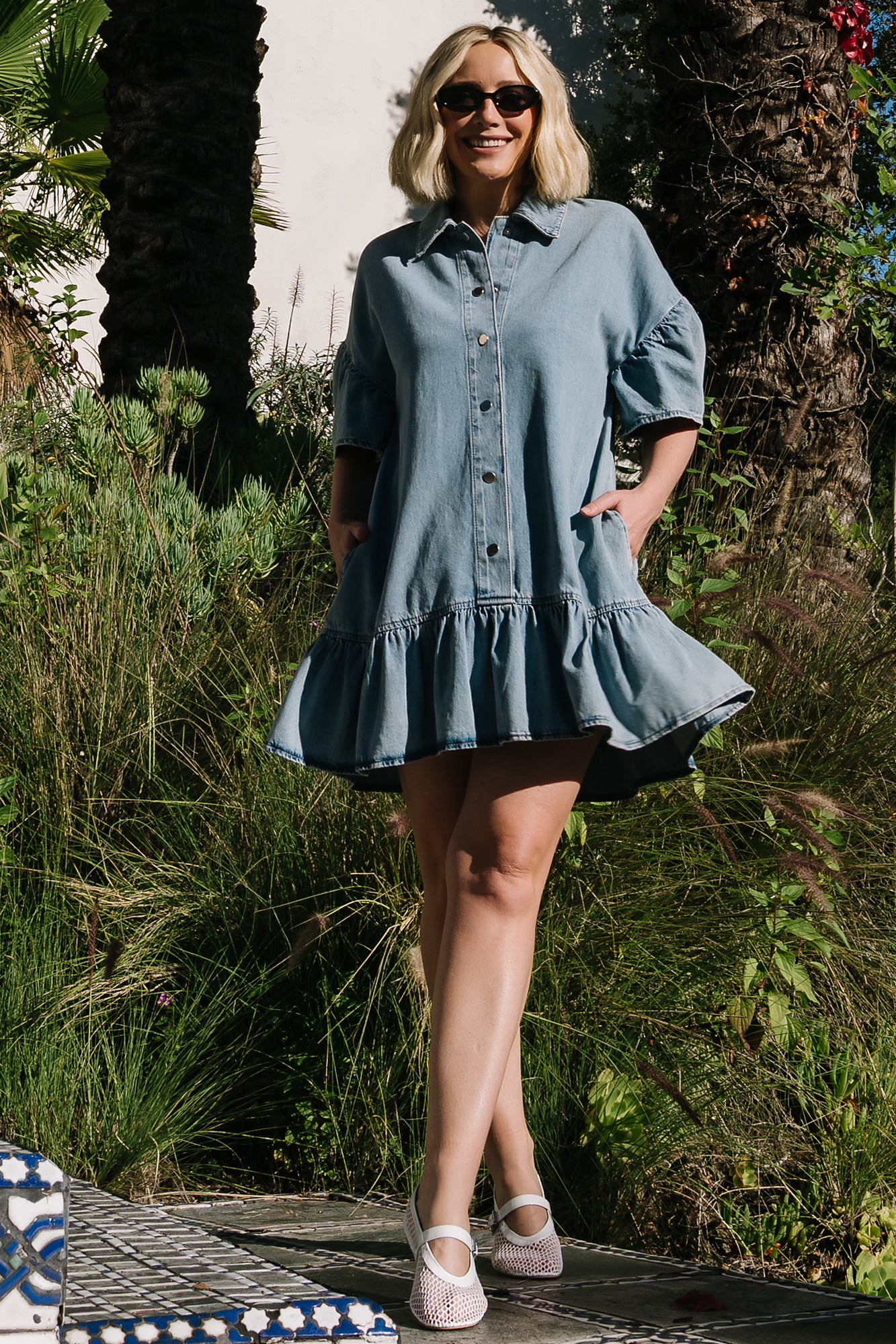 Laguna Short Dress | Light Wash