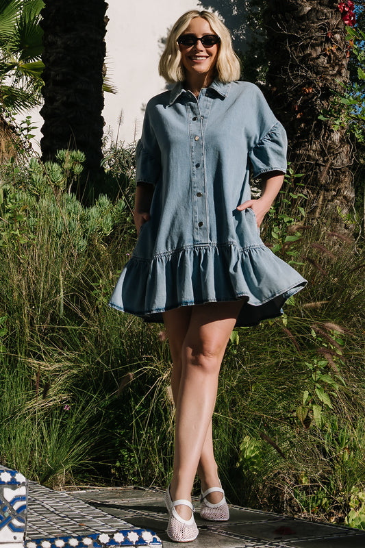 Laguna Short Dress | Light Wash