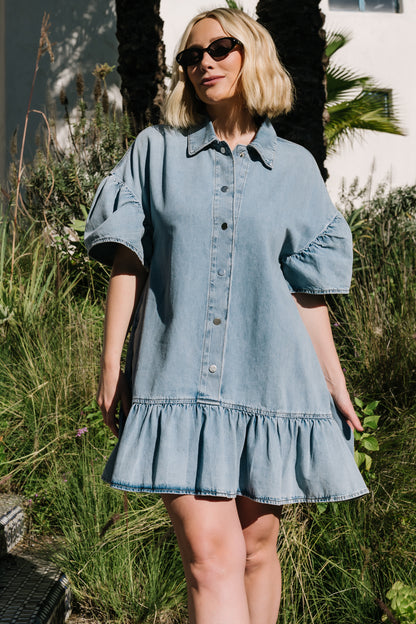 Laguna Short Dress | Light Wash