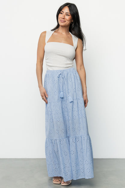 Juana Eyelet Maxi Skirt | Light Blue