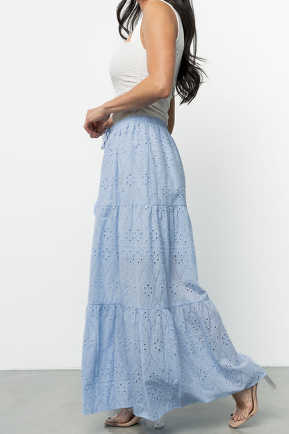 Juana Eyelet Maxi Skirt | Light Blue