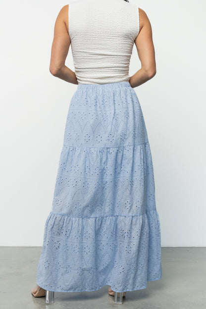 Juana Eyelet Maxi Skirt | Light Blue