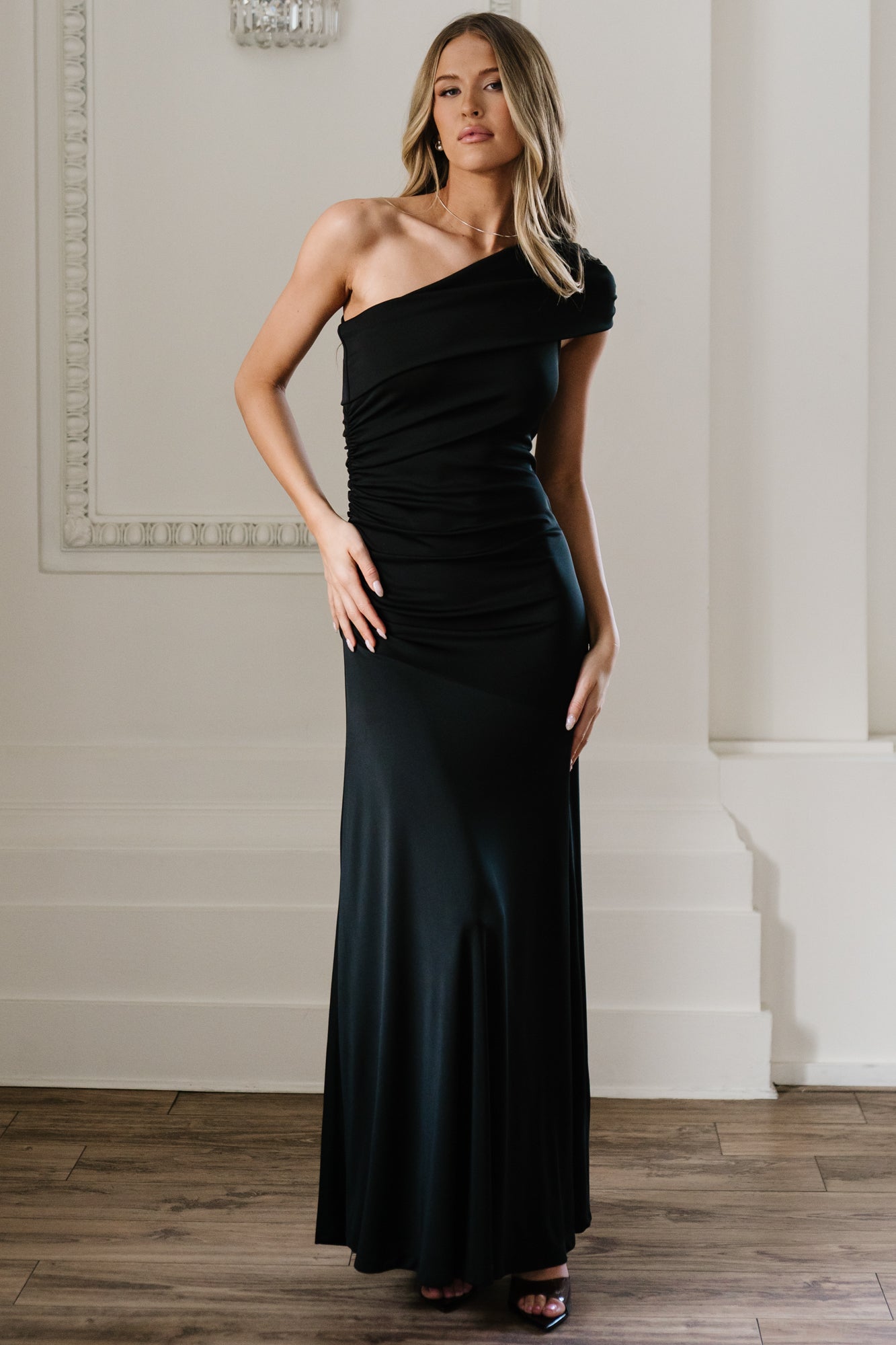 Leon One-Shoulder Maxi Gown Black Evening | Baltic Born S Leon One-Shoulder Maxi Gown Black Evening | Baltic Born S