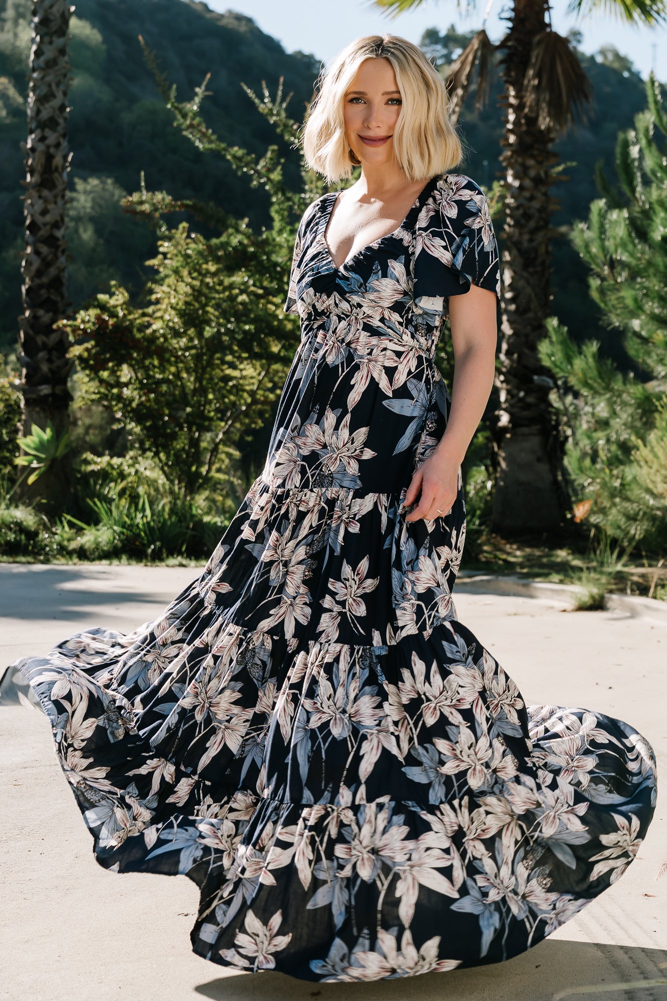 Villa Maxi Dress - Blue Floral Chiffon Maxi | Baltic Born M Villa Maxi Dress - Blue Floral Chiffon Maxi | Baltic Born M