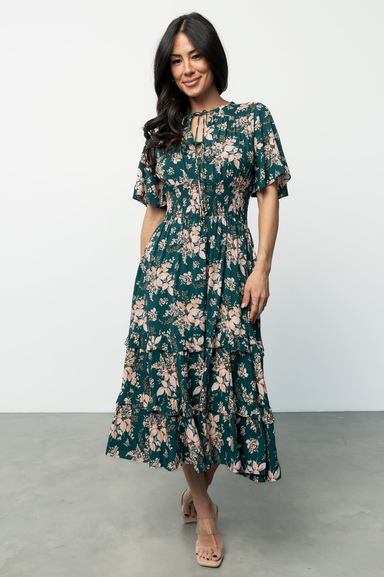 Spell Boho Midi Dress Topaz & Blush Floral | Baltic Born XS Spell Boho Midi Dress Topaz & Blush Floral | Baltic Born XS