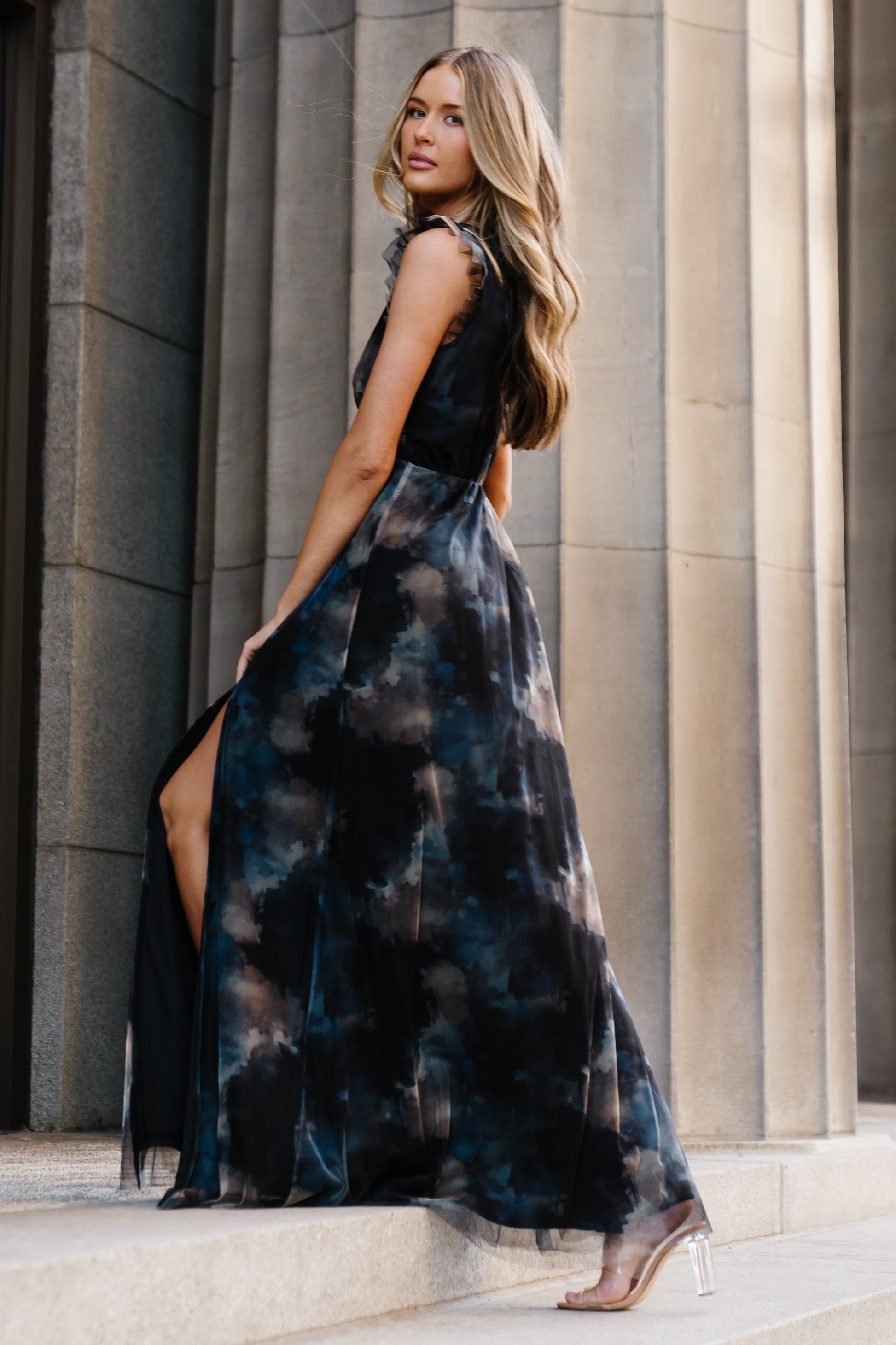 floral maxi evening dress T718