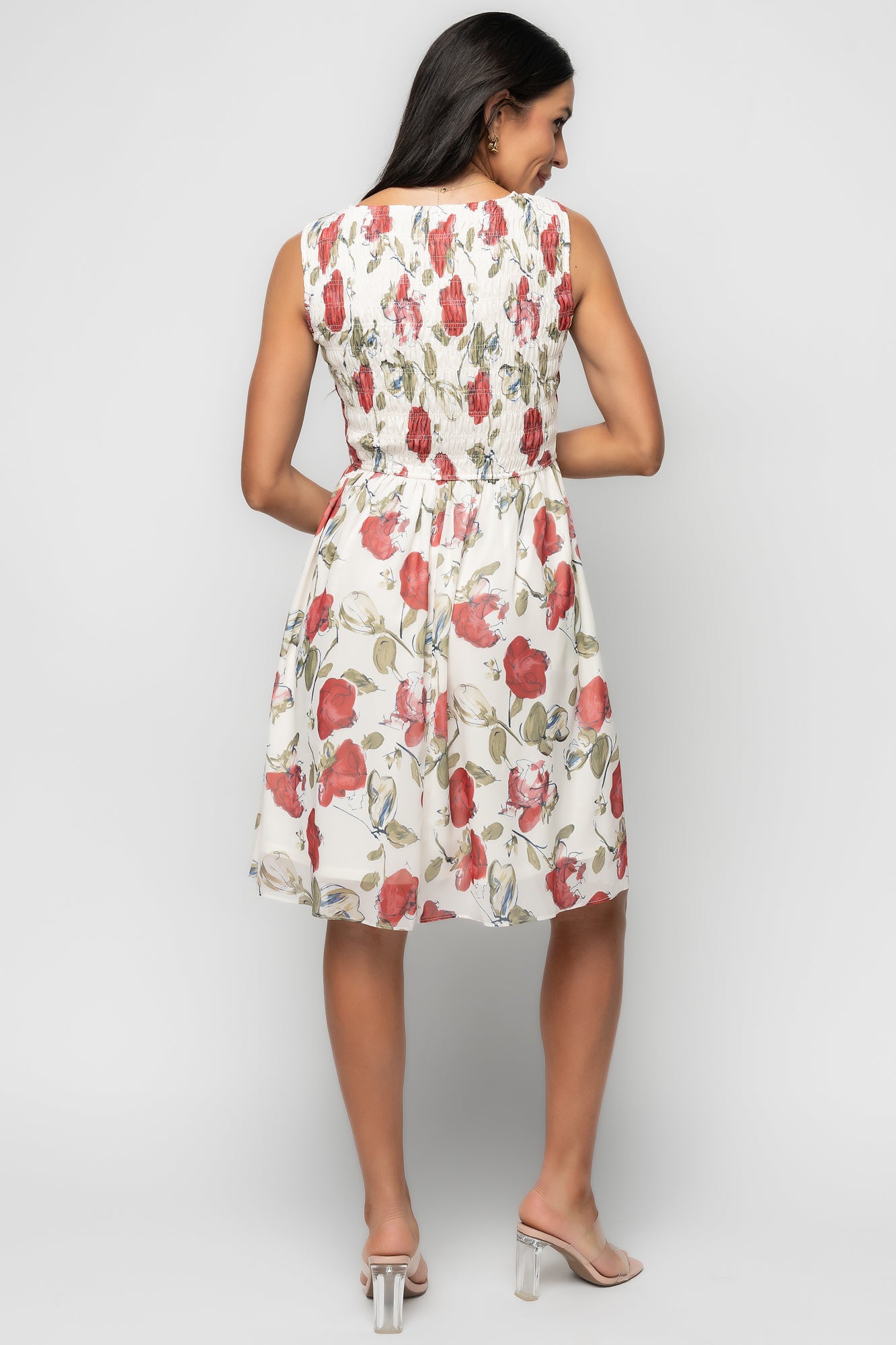 Clémence Smocked Short Dress | Rose Floral