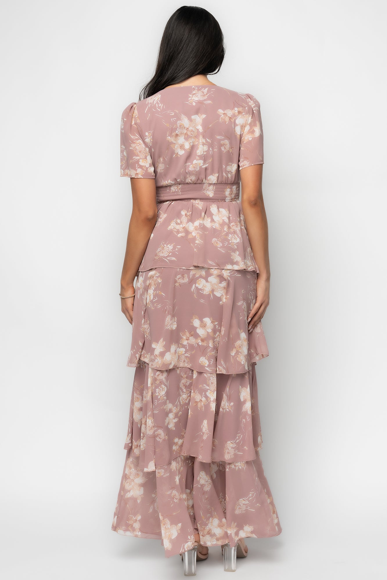 Baltic Born Womens Montaigne Ruffle Maxi Dress | Mauve Floral | Size: Small Baltic Born Womens Montaigne Ruffle Maxi Dress | Mauve Floral | Size: Small