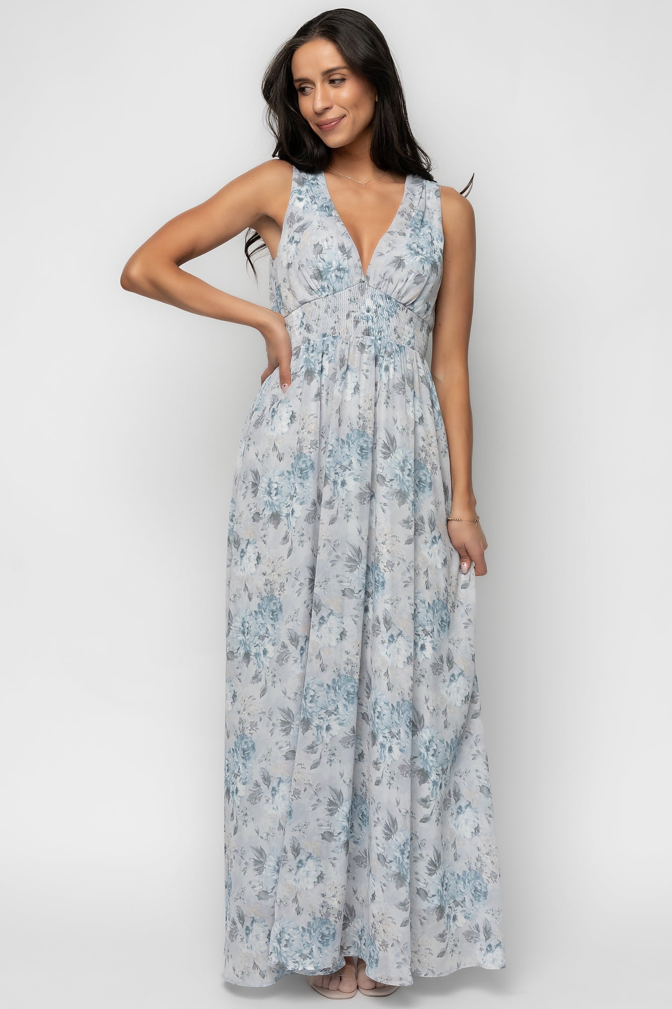 Imogen Maxi Dress | Light Blue Floral