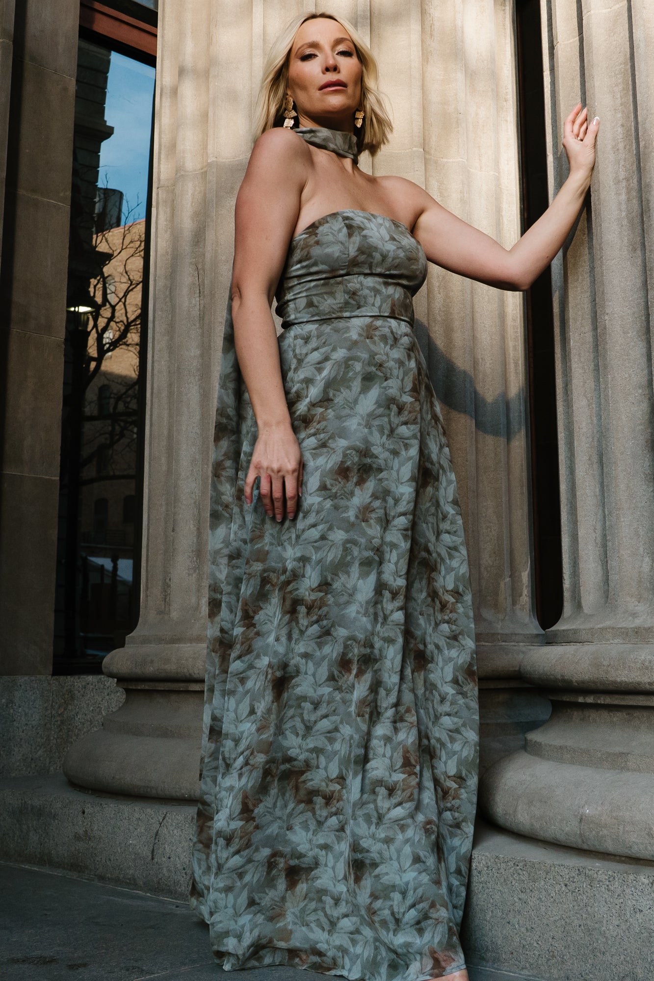 Florian Strapless Maxi Dress | Eucalyptus Floral