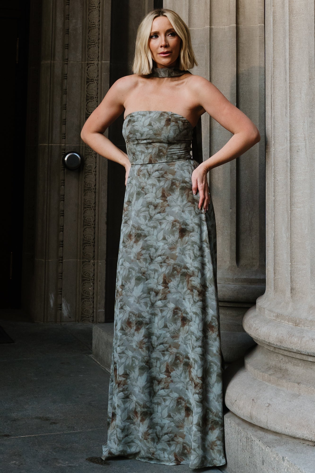 Florian Strapless Maxi Dress | Eucalyptus Floral