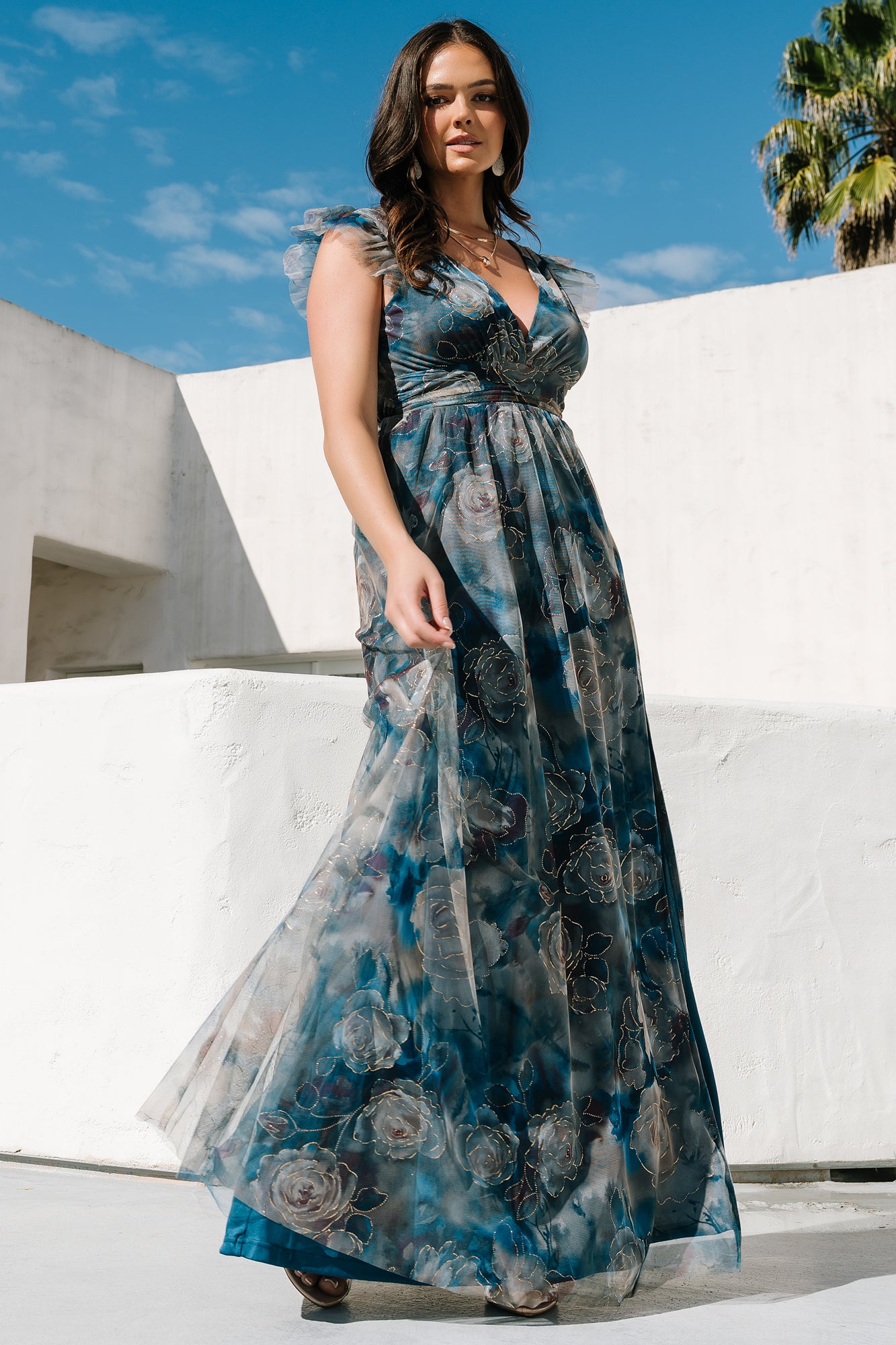 Baltic Born Womens Adelyn Maxi Dress | Blue Floral