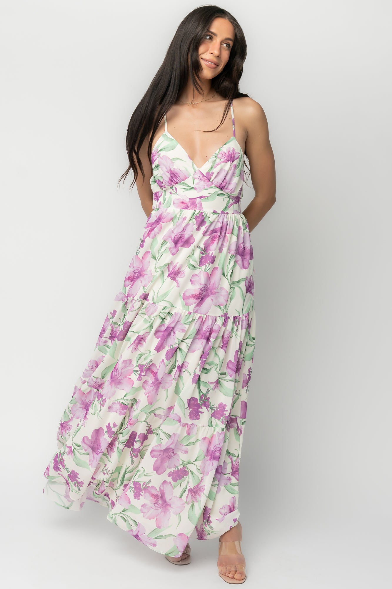 Lina Maxi Dress | Purple + White Floral