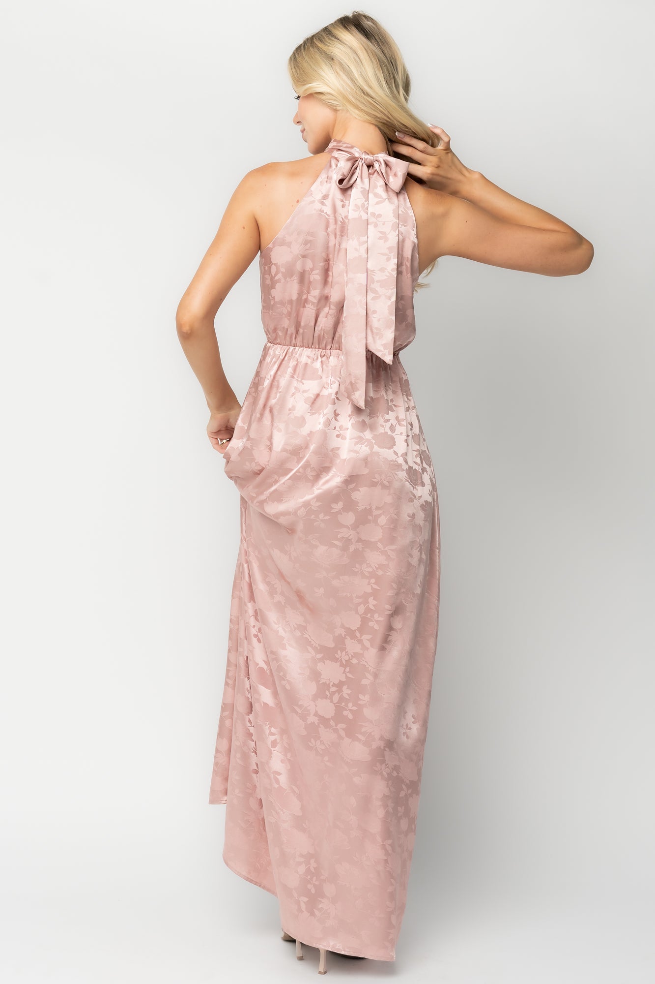 divine inspiration blush halter maxi dress DIVINE FLORAL HALTER MAXI IN PINK