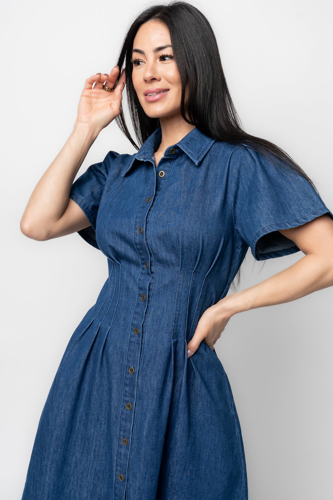 Baltic Born Womens Coco Denim Short Dress | Dark Wash