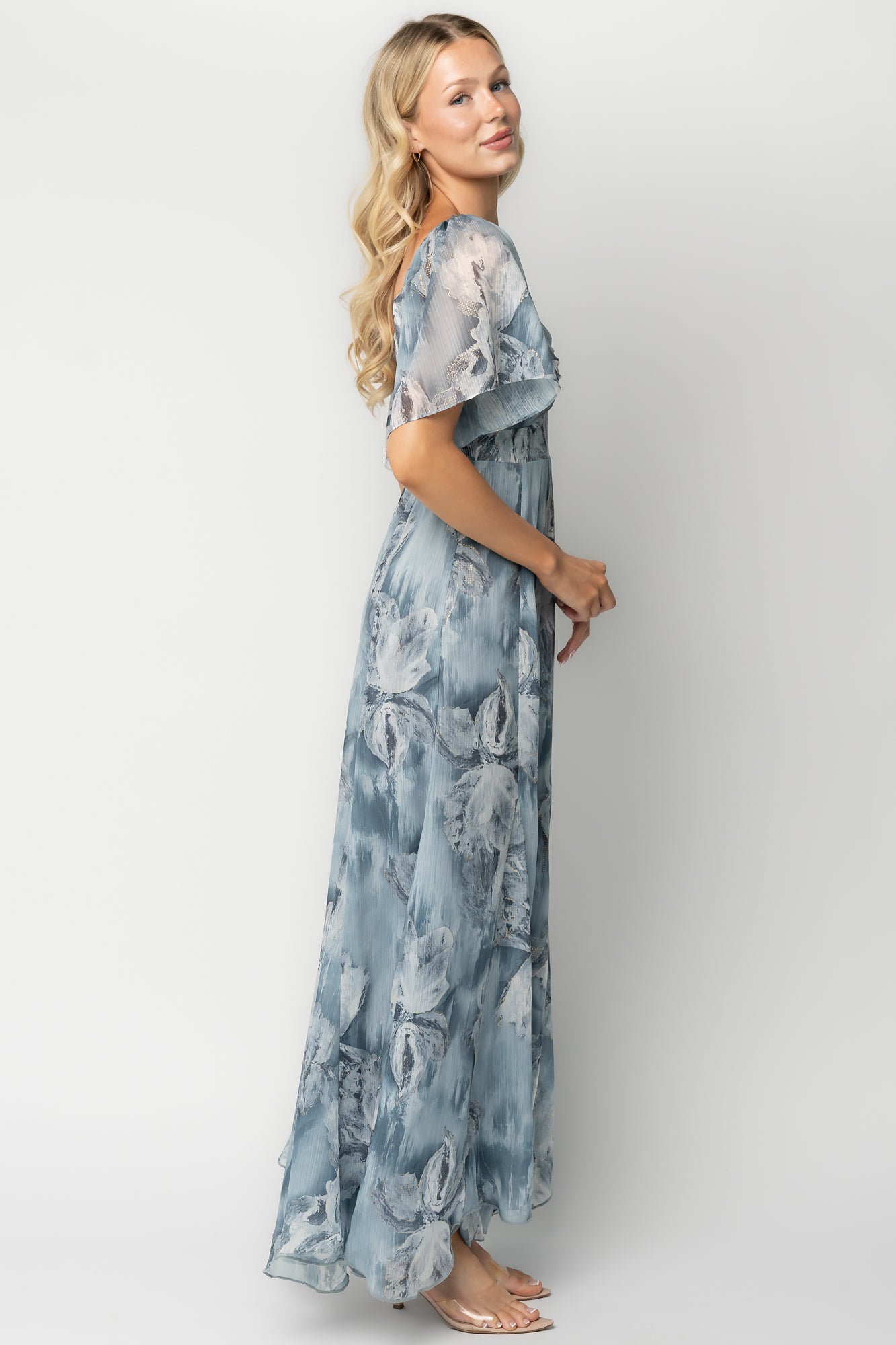 Positano Maxi Dress | Light Blue Floral XS