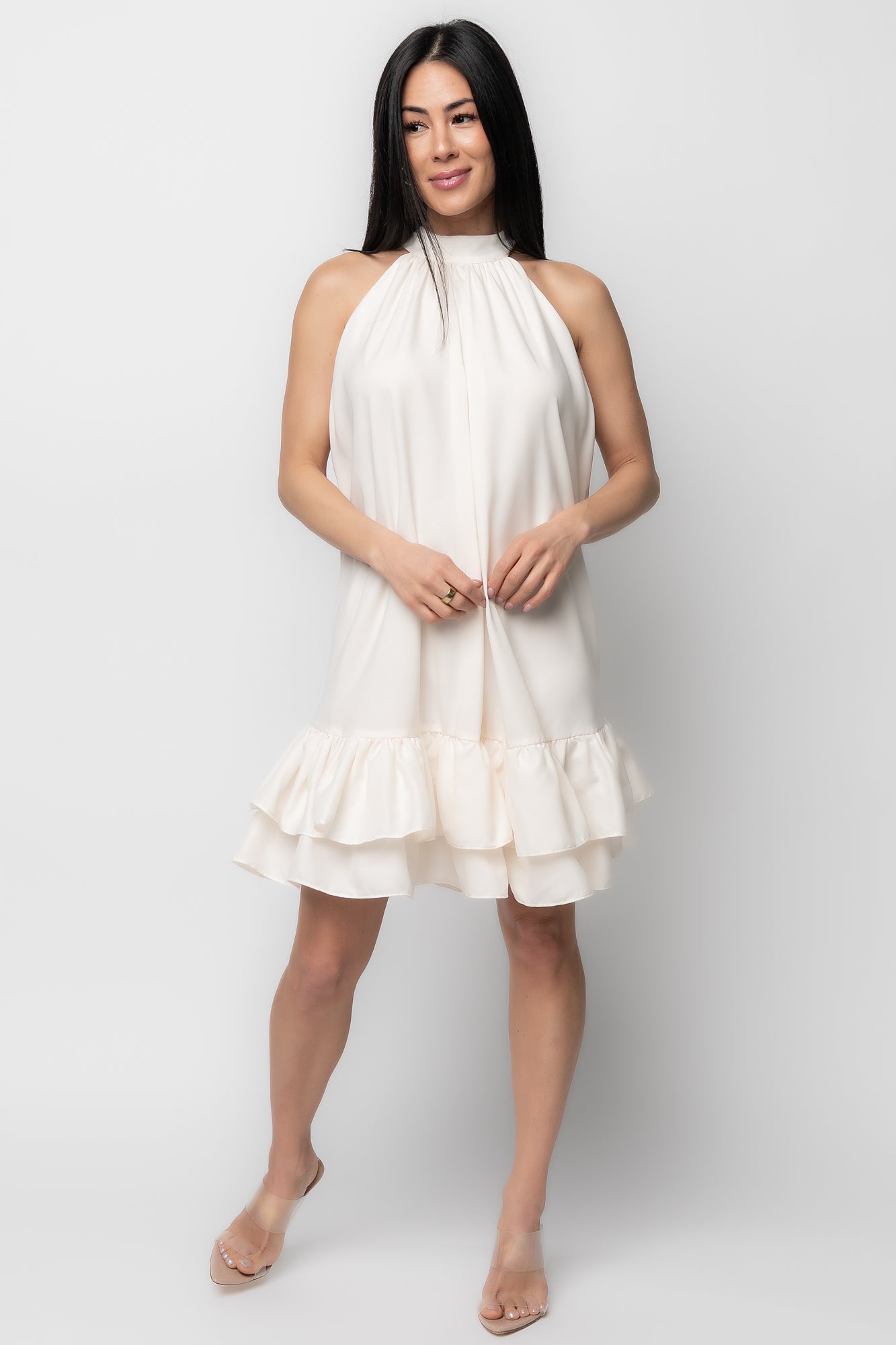 Lulu Ruffle Short Dress | Cream