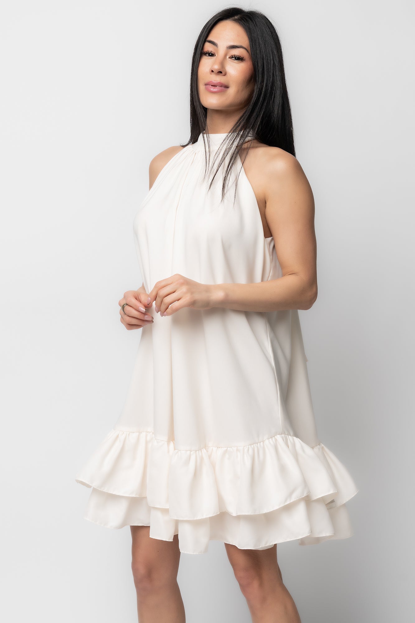Lulu Ruffle Short Dress | Cream