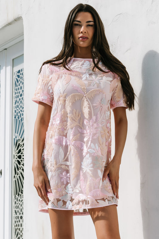 Patricia Sequin Short Dress | Blush