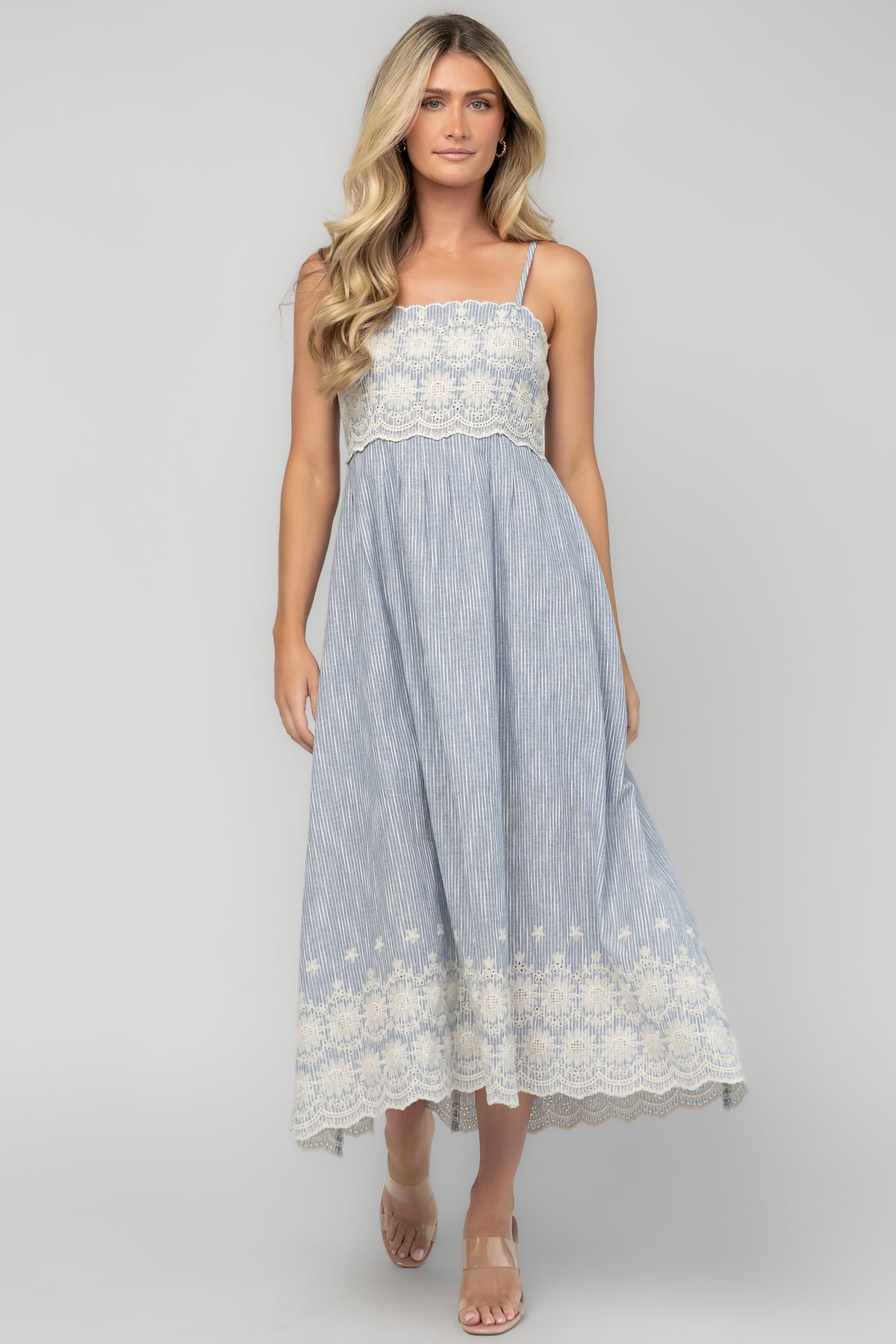 Opal Midi Dress | Light Blue + Ivory