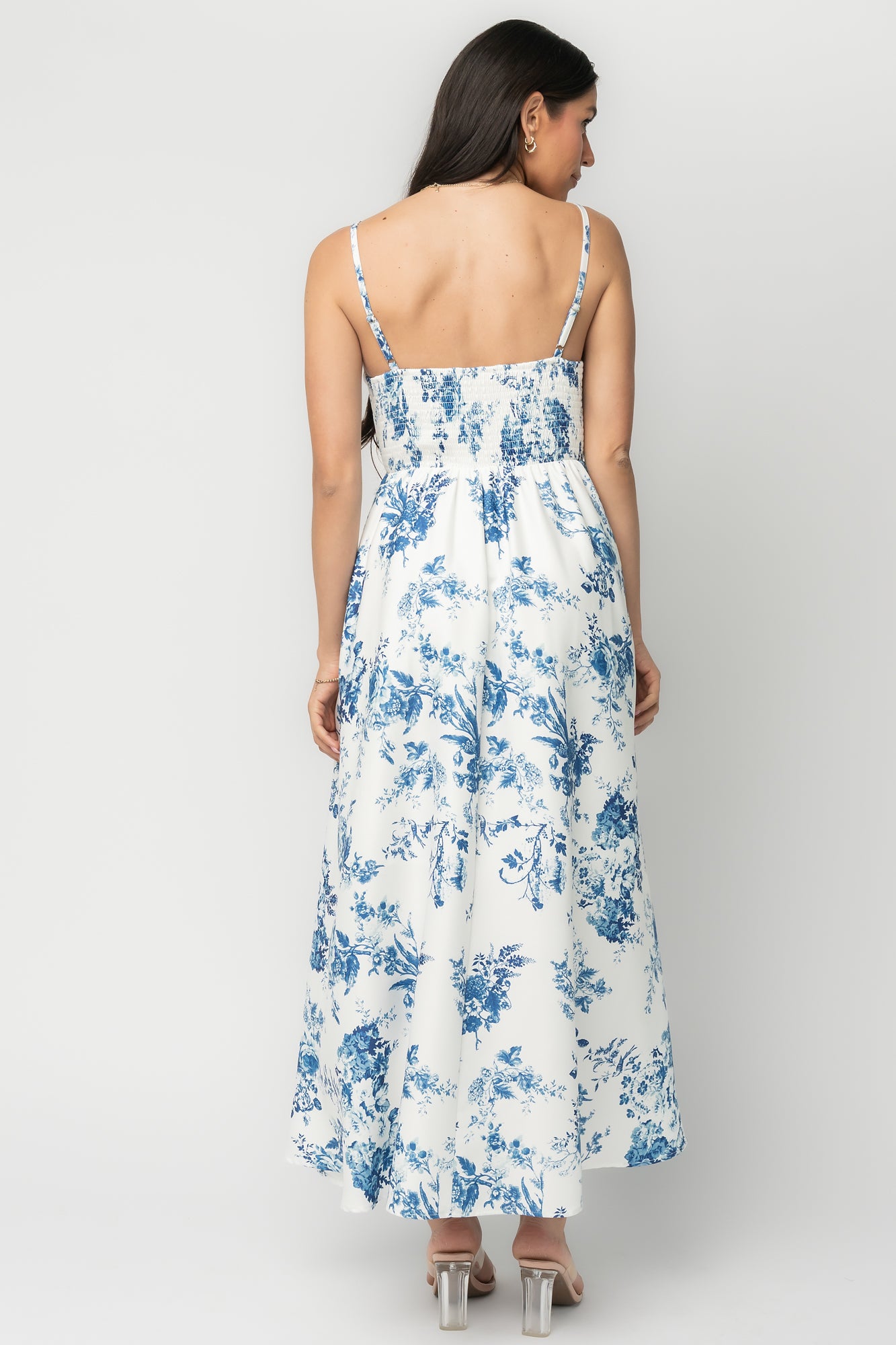 Celia Midi Dress | White + Blue Floral