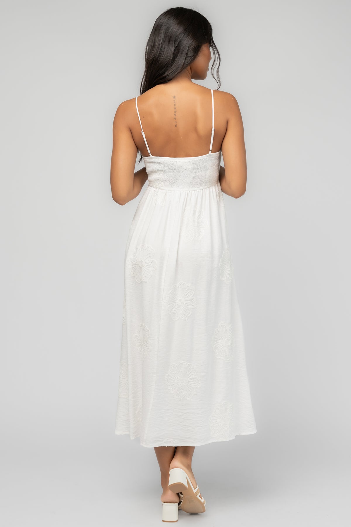 Carmen Embroidered Midi Dress | Ivory