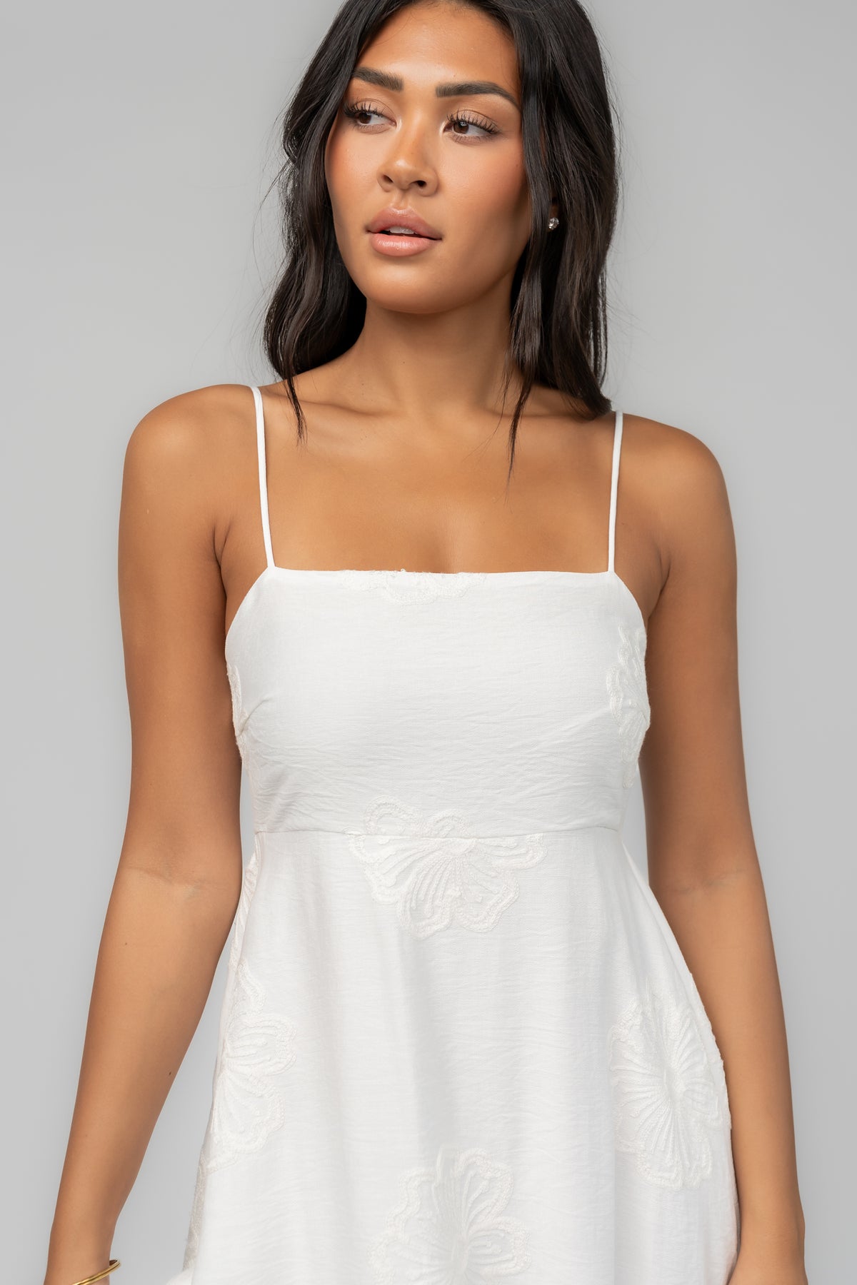 Carmen Embroidered Midi Dress | Ivory