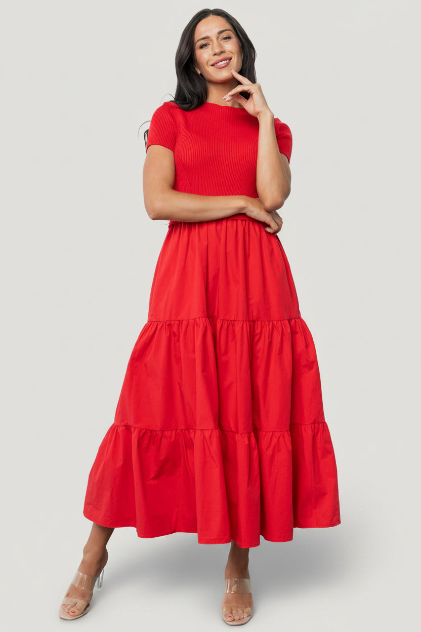 Devotion Tiered Dress | Red