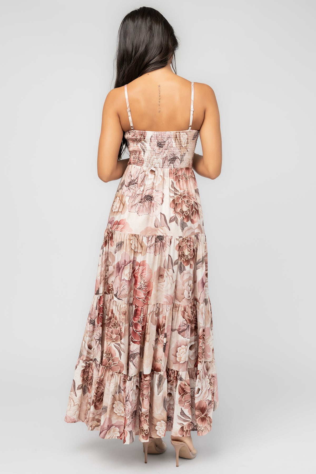 Silvia Tiered Maxi Dress | Natural Floral