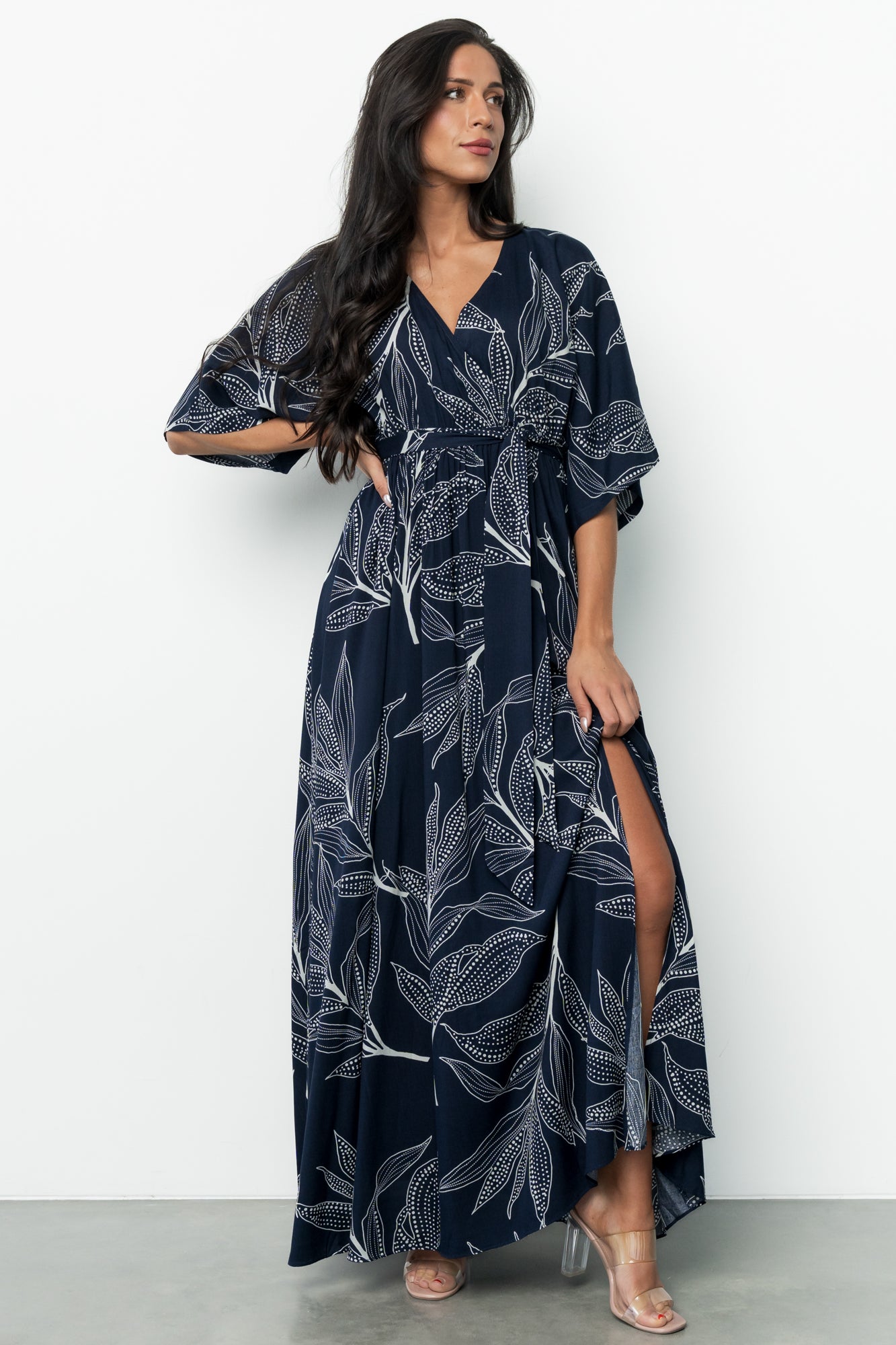 Kalea Maxi Dress | Navy + White
