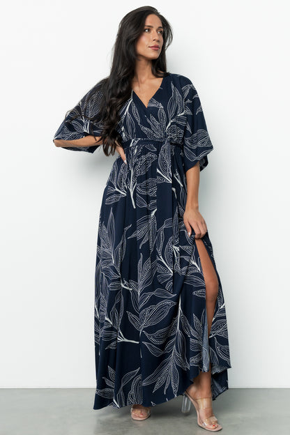 Kalea Maxi Dress | Navy + White