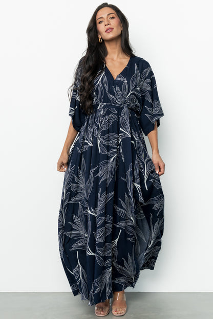 Kalea Maxi Dress | Navy + White