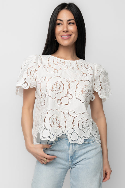 Delphine Floral Top | Off White