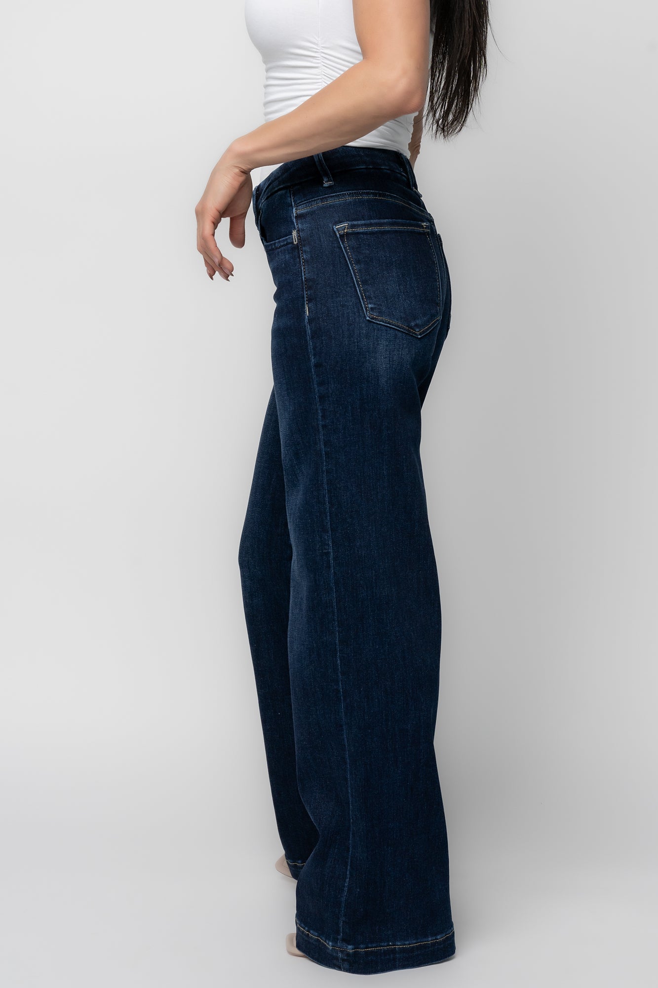 Charme Mid Rise Wide Leg Jeans | Dark Wash