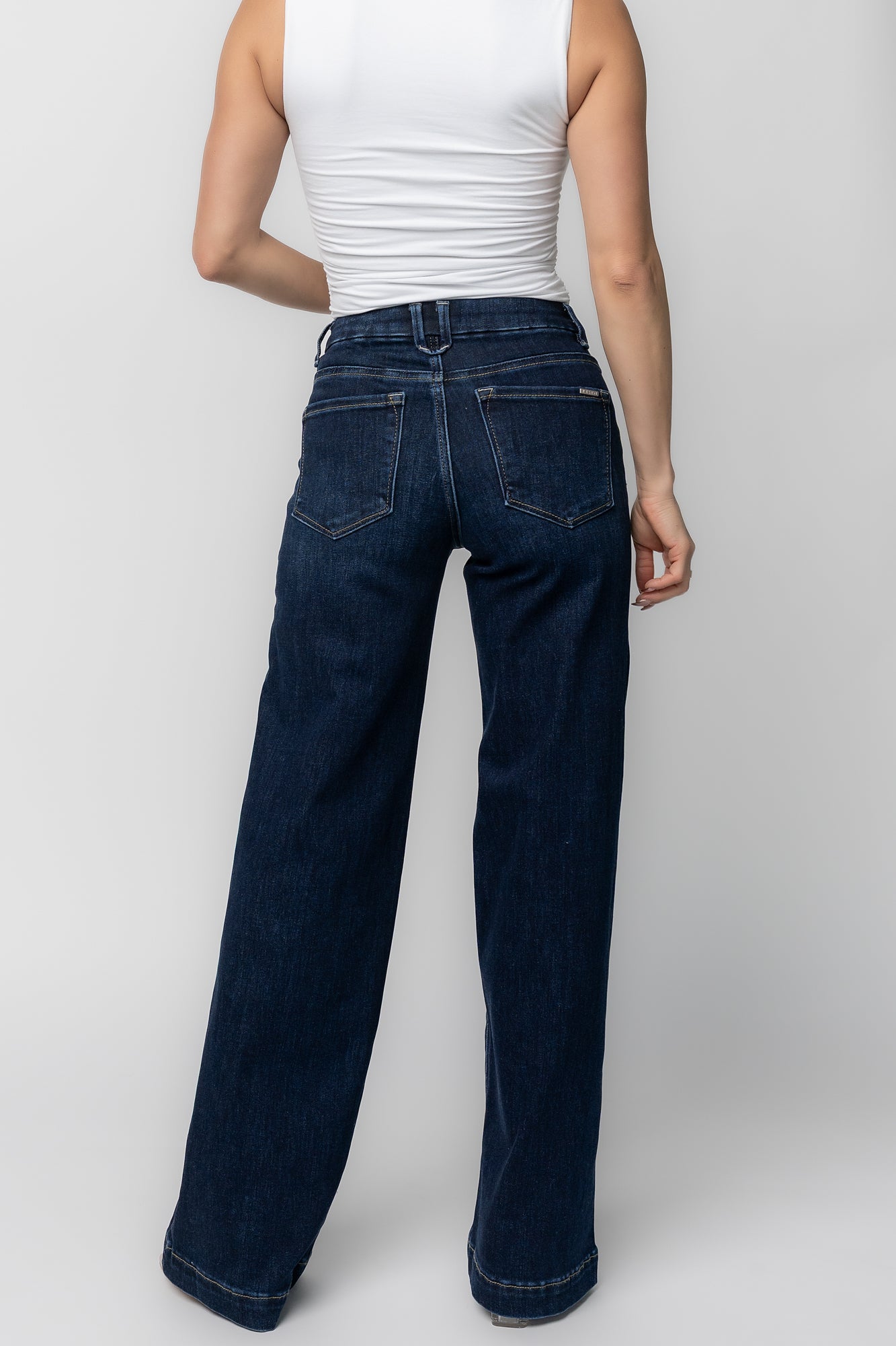 Charme Mid Rise Wide Leg Jeans | Dark Wash