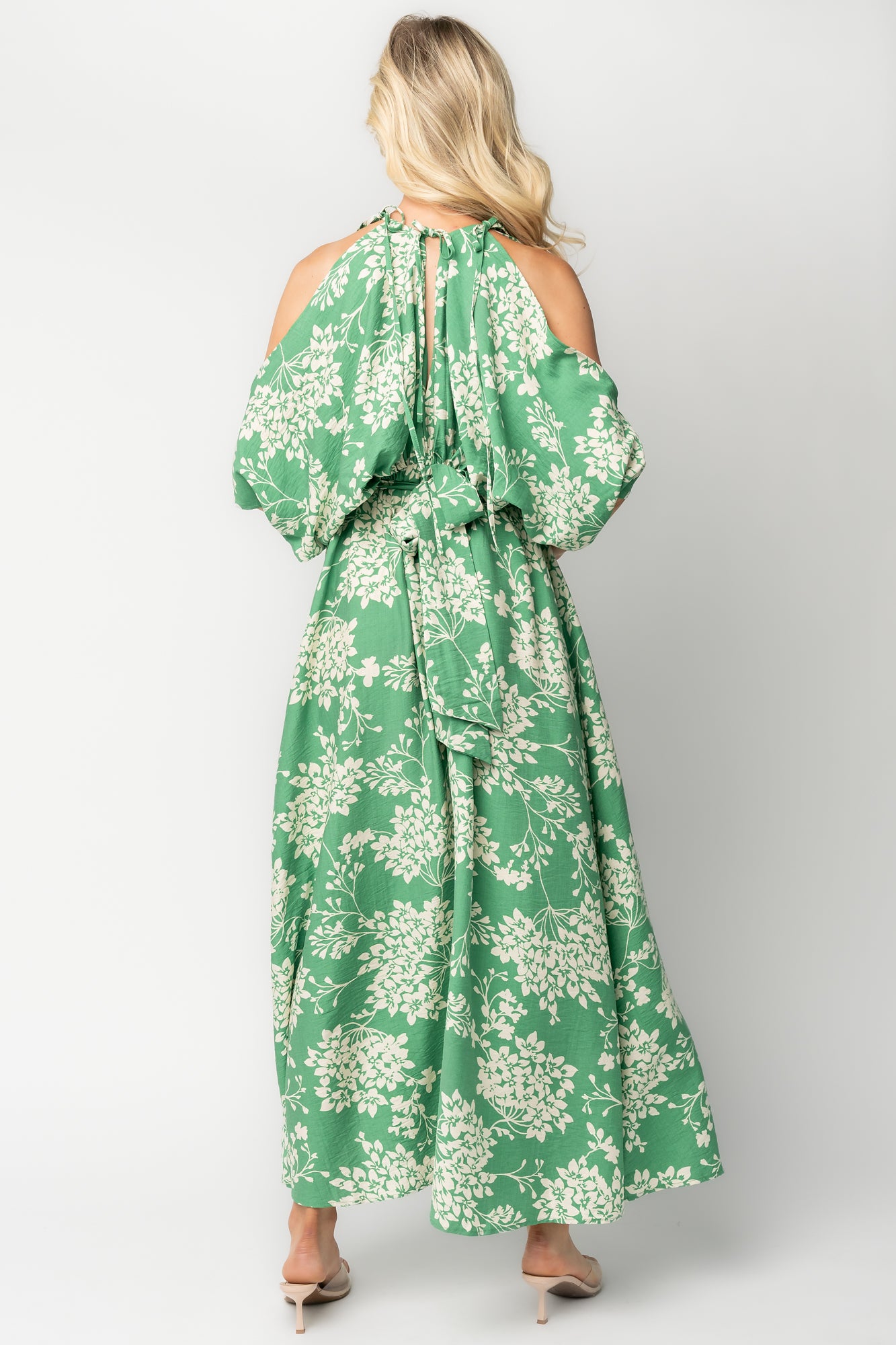 Marzi Open Shoulder Maxi Dress | Green Floral