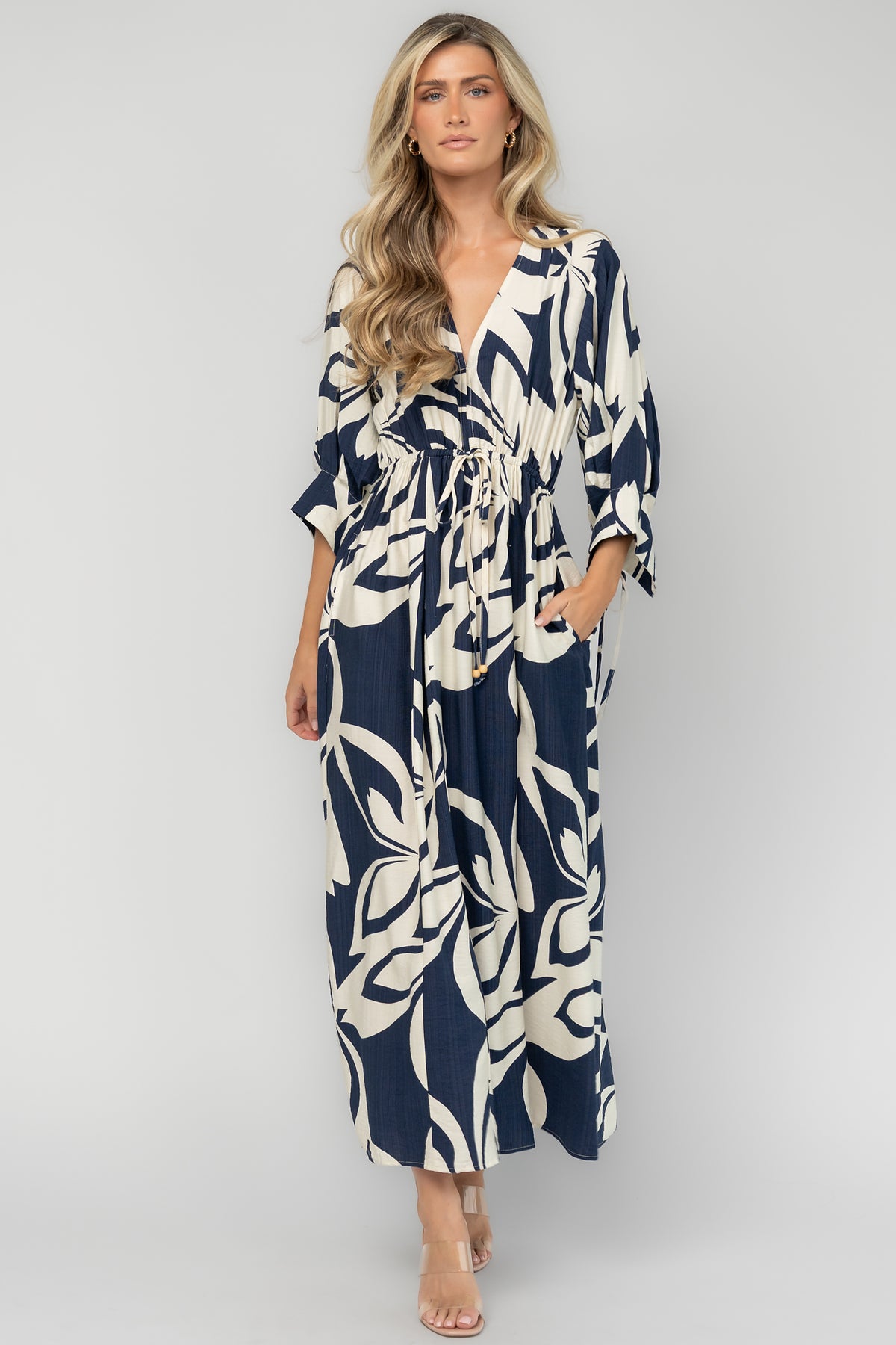 Málaga Midi Dress | Navy Print
