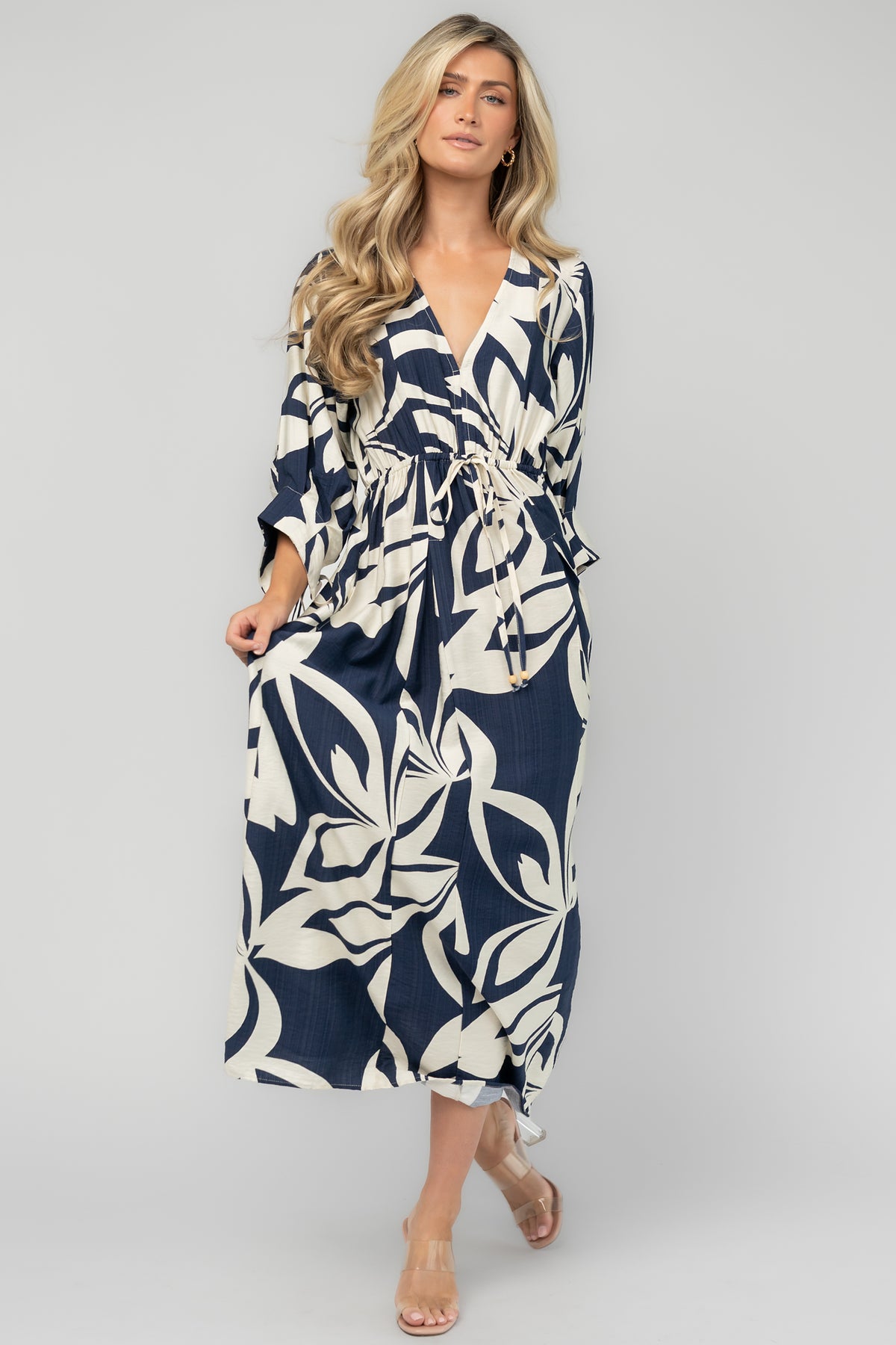 Málaga Midi Dress | Navy Print