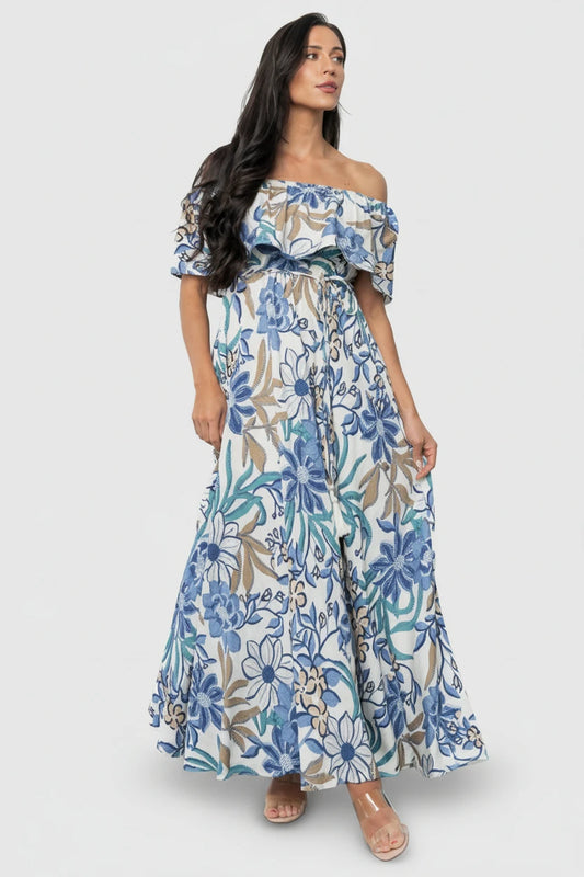 chinese dress ladies Valentina Maxi Dress, Black Poppy – Monkee's of the West End main image 0
