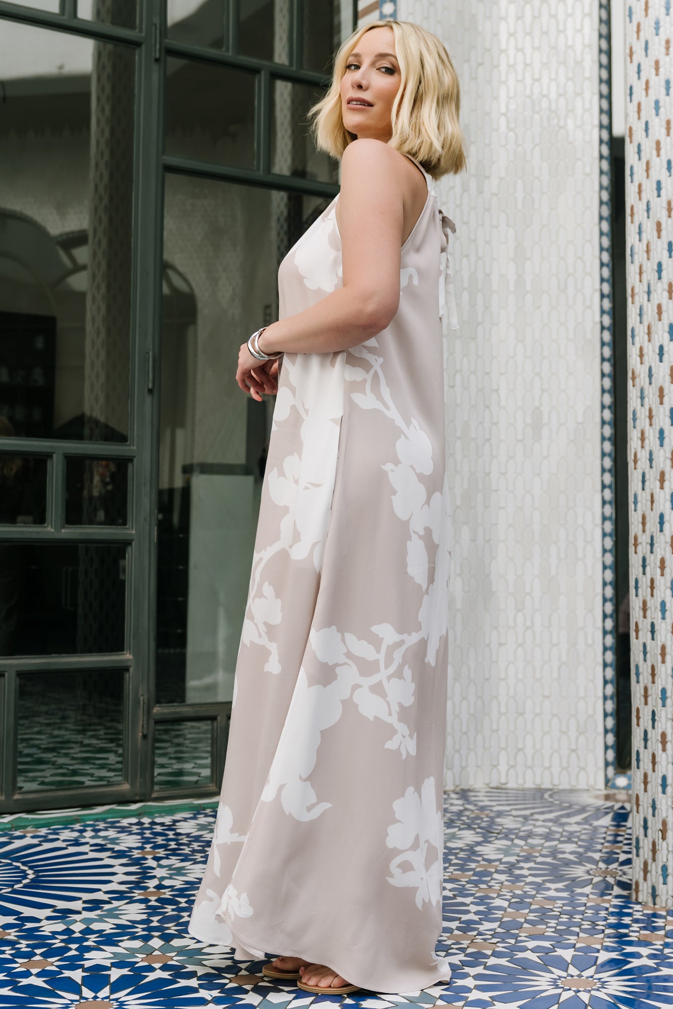 white column dress Aurelia Maxi Dress — Natural + White Halter