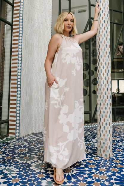 Aurelia Column Maxi Dress | Natural + White
