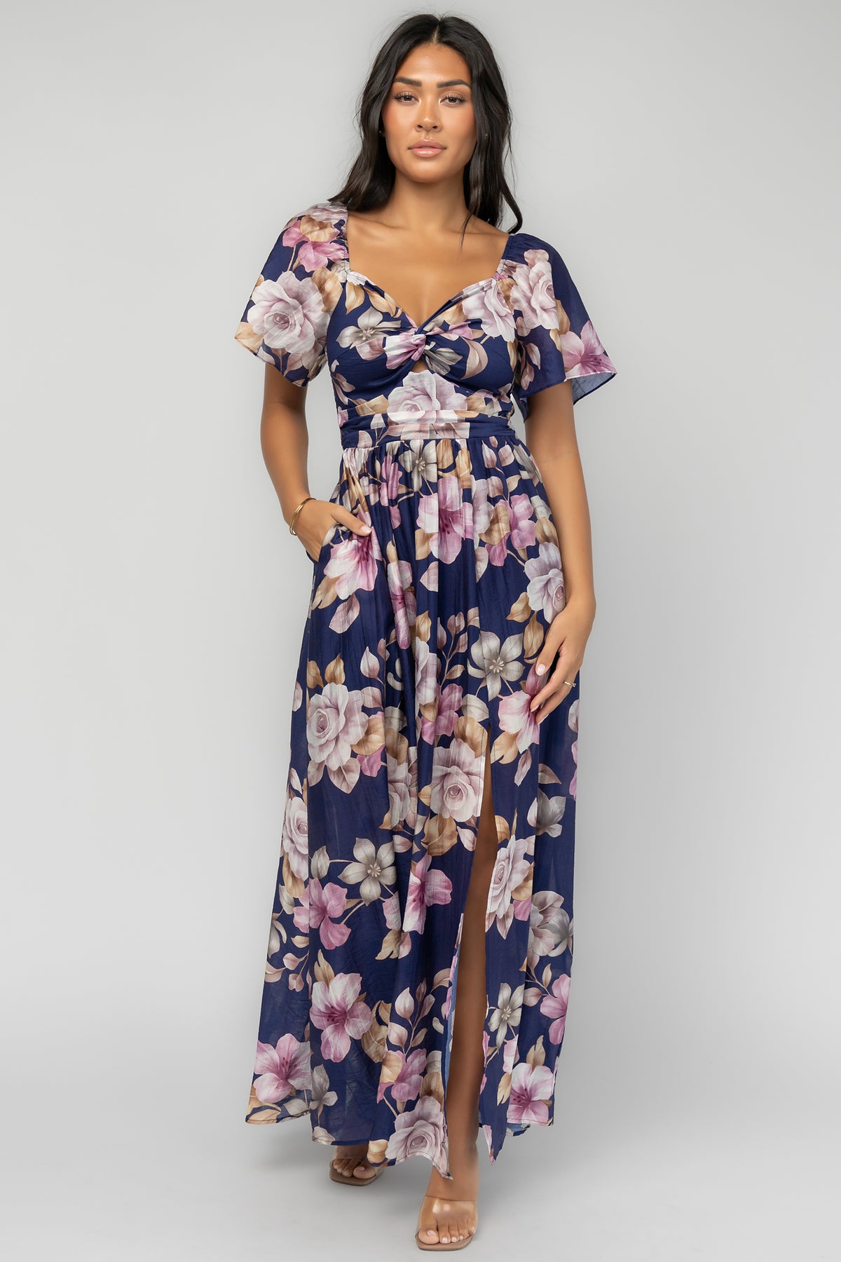 Aveline Maxi Dress | Dark Blue + Orchid