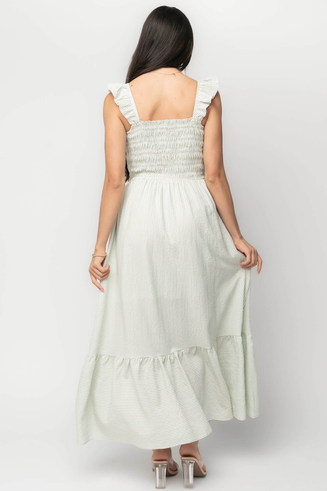 Jenny Smocked Maxi Dress | Sage + White