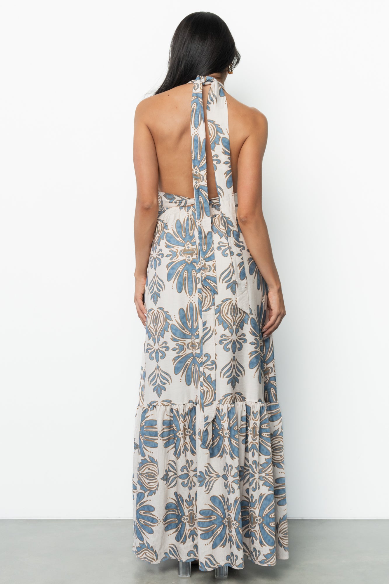Estrella Halter Maxi Dress | Navy + Tan