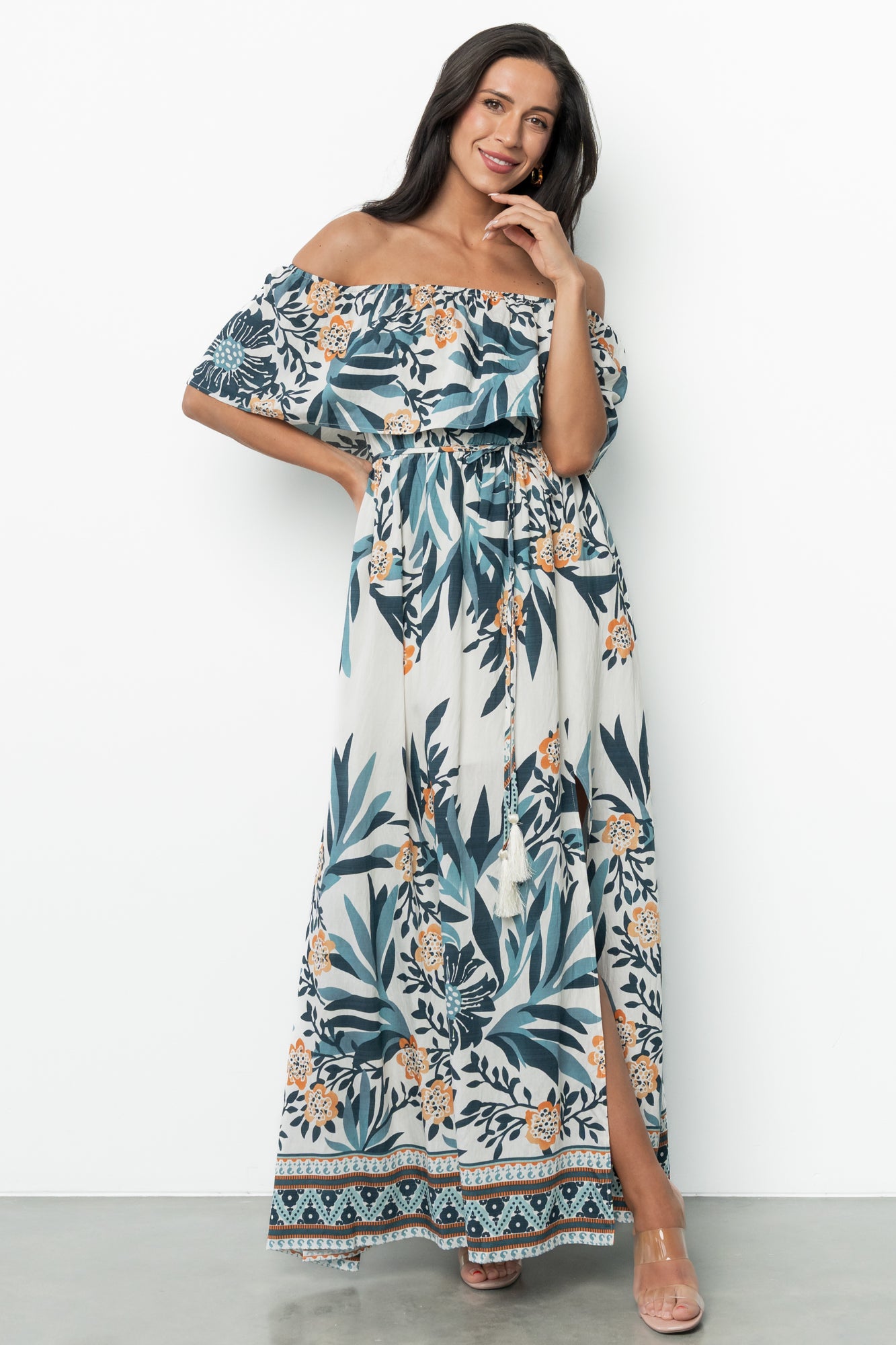Valentina Off Shoulder Maxi Dress | Multi Print