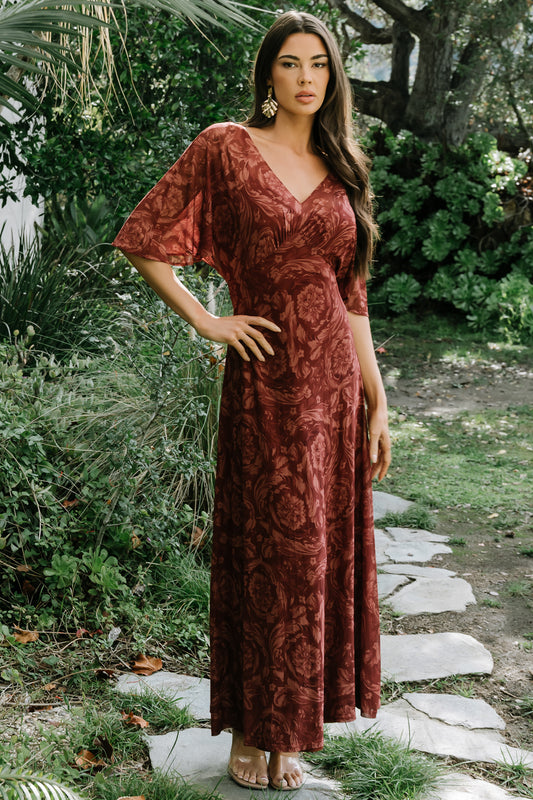 Sevilla Mesh Maxi Dress | Marsala