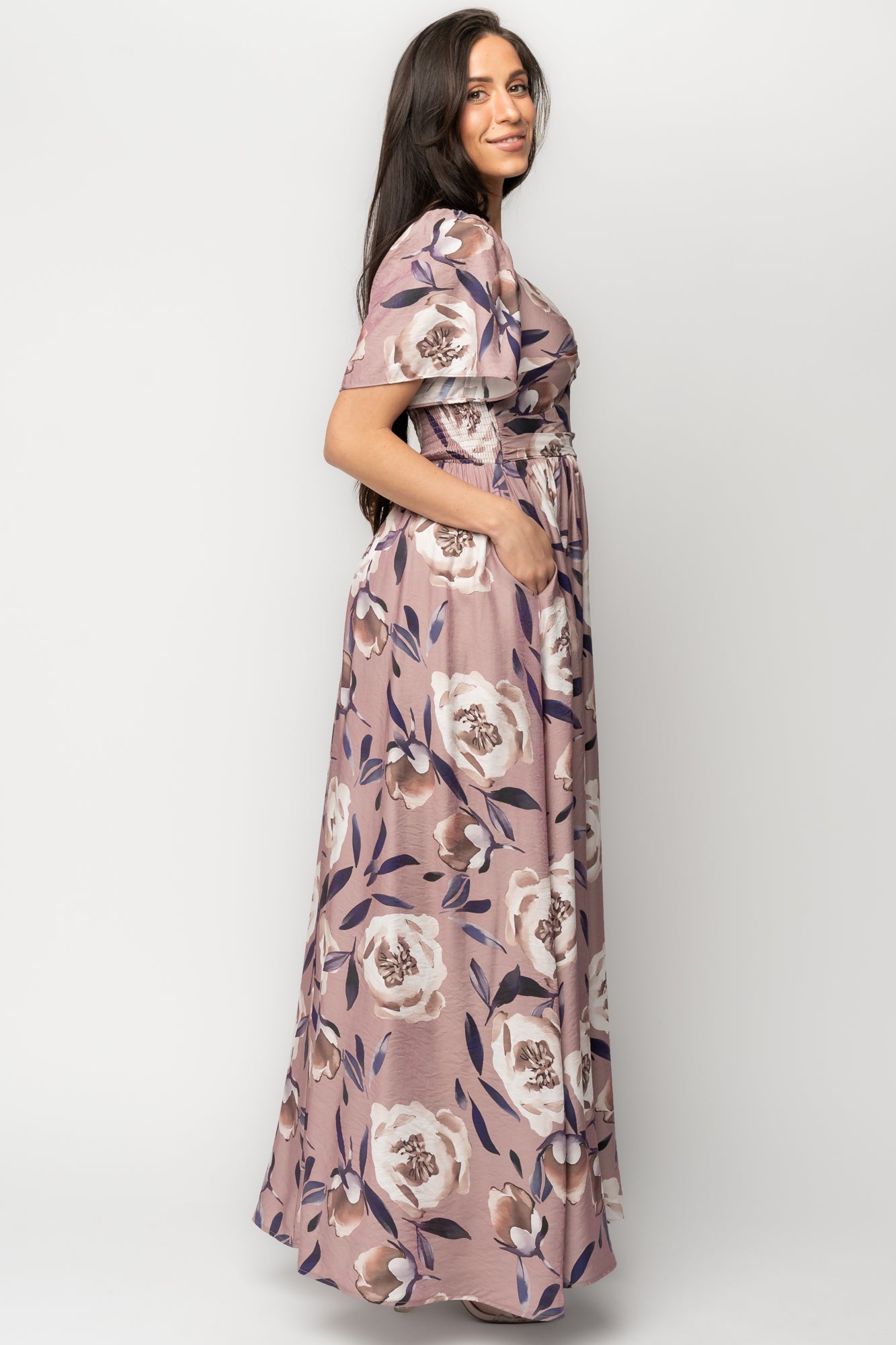 Aveline Maxi Dress | Dusty Mauve Floral