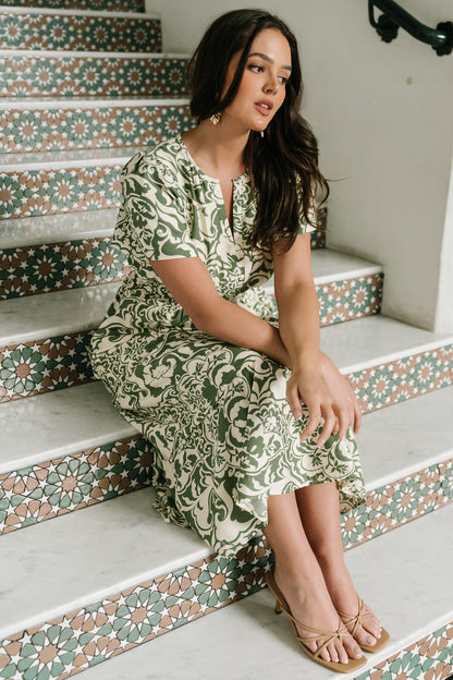 Aventura Midi Dress | Green Print